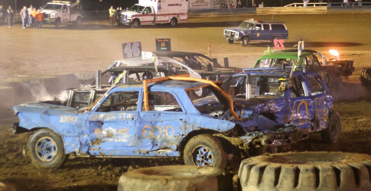Full size class derby cars crashing each other up
